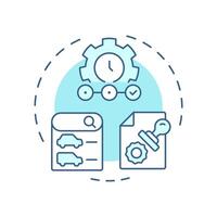 Dealership inventory management soft blue concept icon. Car list. Control, compliance. Round shape line illustration. Abstract idea. Graphic design. Easy to use in infographic, presentation vector