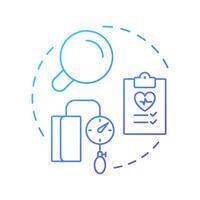 Retrospective review blue gradient concept icon. After treatment checkup. Type of utilization management. Round shape line illustration. Abstract idea. Graphic design. Easy to use in brochure vector