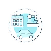 Vehicle age soft blue concept icon. Manufacturing equipment, car production. Monthly calendar. Round shape line illustration. Abstract idea. Graphic design. Easy to use in infographic vector