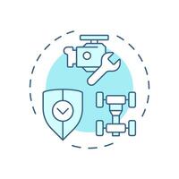 Powertrain warranty soft blue concept icon. Car engine, suspension. Engineering, maintenance. Round shape line illustration. Abstract idea. Graphic design. Easy to use in infographic, presentation vector
