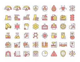 Nuclear waste management RGB color icons set. Dangerous radioactive materials control. Contamination prevention. Isolated illustrations. Simple filled line drawings collection. Editable stroke vector
