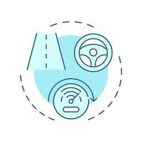 Test drive soft blue concept icon. Car performance, speedometer. Road, travel. Round shape line illustration. Abstract idea. Graphic design. Easy to use in infographic, presentation vector