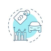 Vehicle pricing soft blue concept icon. Statistical metrics, performance. Transport selling. Round shape line illustration. Abstract idea. Graphic design. Easy to use in infographic vector