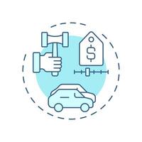 Wholesale dealer soft blue concept icon. Car auction, selling. Commerce, business. Round shape line illustration. Abstract idea. Graphic design. Easy to use in infographic, presentation vector