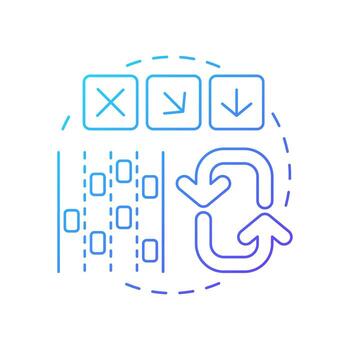 dinámica carril utilizar controlar azul degradado concepto icono. unir vehículo fluir sin peligro. tráfico administración estrategia. redondo forma línea ilustración. resumen idea. gráfico diseño. fácil a utilizar en folleto vector