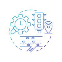 Adaptive ramp metering blue gradient concept icon. Vehicle flow control system. Traffic management strategy. Round shape line illustration. Abstract idea. Graphic design. Easy to use in brochure vector