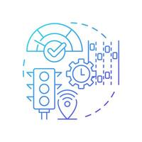 Traffic flow management blue gradient concept icon. Real time adjustments of road infrastructure. Regulation. Round shape line illustration. Abstract idea. Graphic design. Easy to use in booklet vector
