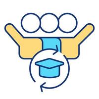 Cooperative learning strategy RGB color icon. Round robin. Students communication, studying. Education, graduation. Isolated illustration. Simple filled line drawing. Editable stroke vector