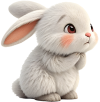 Cartoon bunny clipart with fluffy ears and happy expressions. . png