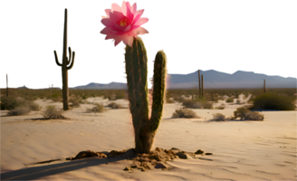 Isolated cactus tree in the midst of a quiet desert expanse. . png