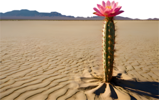 Cactus tree standing tall in a calm and isolated desert. . png