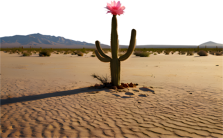 Majestic cactus tree casting its long shadow in the dry desert. . png