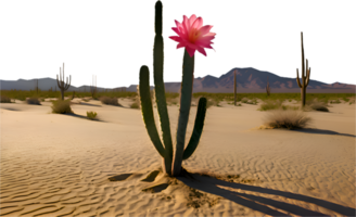 A lone cactus tree in the desert capturing the essence of solitude. . png
