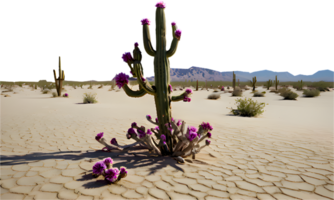 Peaceful cactus tree in the center of a serene desert. . png