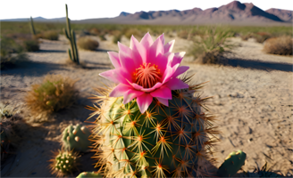Tranquil desert with cactus tree standing alone against the sky. . png