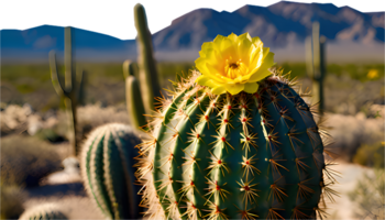 Single cactus tree silhouette in an open desert setting. . png