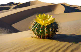 Single cactus tree silhouette against the serene desert sky. . png