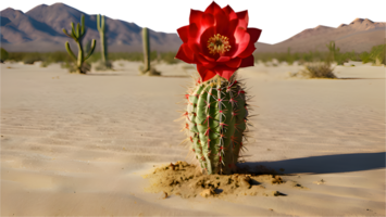 Simple cactus tree in the middle of a quiet desert scene. . png