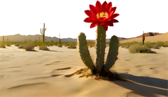 Majestic cactus tree in the middle of a serene desert. . png
