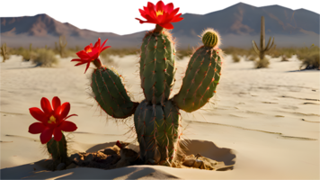 Peaceful cactus tree standing alone in vast desert environment. . png