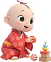 Dynamic Japanese costume character with expressive design and vibrant colors. . png