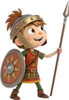 Strong warrior leading an army into victory. . png