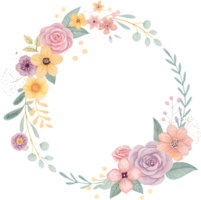 Spring-Inspired Flower Circle Frame for Decorative Projects. . png