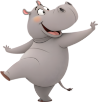 Cute animated hippo with a bubbly and fun expression. . png