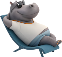 Funny hippo design with a cheerful and happy look. . png