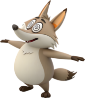 Amusing wild coyote in a joyful mood. . png