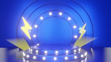 3D empty product display podium with blue studio background for product promotion video