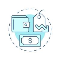 Low costs for users soft blue concept icon. Access to cheaper goods. Benefit of sharing economy. Round shape line illustration. Abstract idea. Graphic design. Easy to use in presentation vector