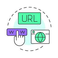 Linkable multi color concept icon. Share via URLs without requiring downloads. Characteristic of PWAs. Round shape line illustration. Abstract idea. Graphic design. Easy to use in presentation vector