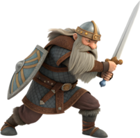 Smiling Cartoon Dwarf in a Beautiful and Magical Artwork. . png
