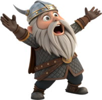 Funny and Happy Cartoon Dwarf in a Fantasy Fairy Tale. . png