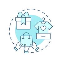 Gift giving economy soft blue concept icon. Free products and services. Collaborative system type. Round shape line illustration. Abstract idea. Graphic design. Easy to use in infographic vector
