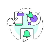 Push notifications multi color concept icon. Real time messages for users. Characteristic of PWAs. Round shape line illustration. Abstract idea. Graphic design. Easy to use in presentation vector