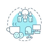 Coworking spaces soft blue concept icon. Collaborative workplaces and offices. Sharing economy model. Round shape line illustration. Abstract idea. Graphic design. Easy to use in presentation vector