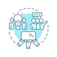 Collaborative production soft blue concept icon. Join manufacturing efforts. Type of sharing economy. Round shape line illustration. Abstract idea. Graphic design. Easy to use in infographic vector