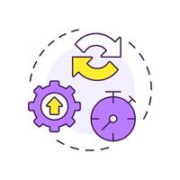 Less development time multi color concept icon. Faster create, test, and deploy software. Pros of PWAs. Round shape line illustration. Abstract idea. Graphic design. Easy to use in presentation vector