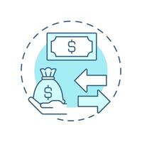 Pseudo sharing economy soft blue concept icon. Commercial models involving. Collaborative system type. Round shape line illustration. Abstract idea. Graphic design. Easy to use in presentation vector