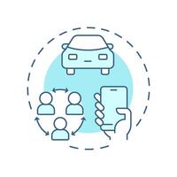 Ridesharing and carsharing soft blue concept icon. Reduce vehicle ownership. Sharing economy model. Round shape line illustration. Abstract idea. Graphic design. Easy to use in presentation vector