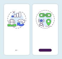 Progressive and native web onboarding mobile app screen. Walkthrough 2 steps editable graphic instructions with linear concepts. UI, UX, GUI template vector