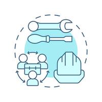 Tool and equipment sharing soft blue concept icon. Borrow and rent items. Collaborative economy model. Round shape line illustration. Abstract idea. Graphic design. Easy to use in presentation vector