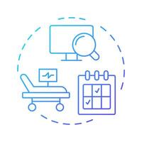 Bed tracking blue gradient concept icon. Real time wards monitoring. Hospital management. Healthcare facility. Round shape line illustration. Abstract idea. Graphic design. Easy to use in brochure vector