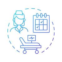 Nurse requisition blue gradient concept icon. Medical staff work loading regulation in hospital. Care transition. Round shape line illustration. Abstract idea. Graphic design. Easy to use in article vector
