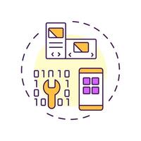 Frontend development multi color concept icon. User interface and experience. Component of PWAs. Round shape line illustration. Abstract idea. Graphic design. Easy to use in presentation vector