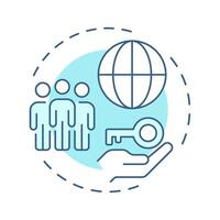 Flexibility soft blue concept icon. Democratizes access to goods and services. Benefit of sharing economy. Round shape line illustration. Abstract idea. Graphic design. Easy to use in presentation vector