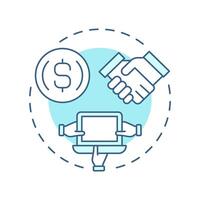 Empowering entrepreneurs soft blue concept icon. Business low barrier entry. Benefit of sharing economy. Round shape line illustration. Abstract idea. Graphic design. Easy to use in infographic vector