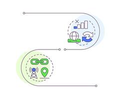 Progressive and native web apps infographic vertical sequence. Digital services for internet users. Visualization infochart with 2 steps. Circles workflow vector